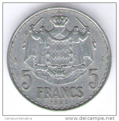 MONACO 5 FRANCS 1945 - 1922-1949 Luigi II