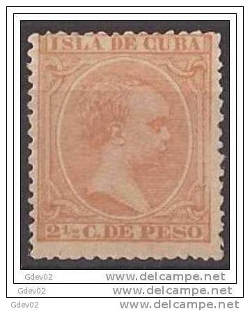 CU118SASF-LB379TJIO. España Spain Espagne.CUBA ESPAÑOLA. ALFONSO XIII 1891/1892  (Ed 126**).sin Charnela MAGNIFICO - Otros & Sin Clasificación