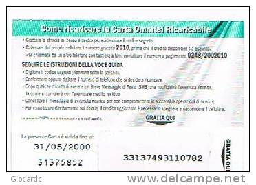 OMNITEL ITALIA  - CAT. C.&C. (7^ EDIZ.) 1071 - RAGGI VERDI CENTRATI 50 SC. 31/05/2000    - USATA (RIF. CP) - [2] Sim Cards, Prepaid & Refills