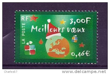 France:n°3364 ** "Meilleurs Voeux (Boule De Neige). Cote 1,00€ - Neufs