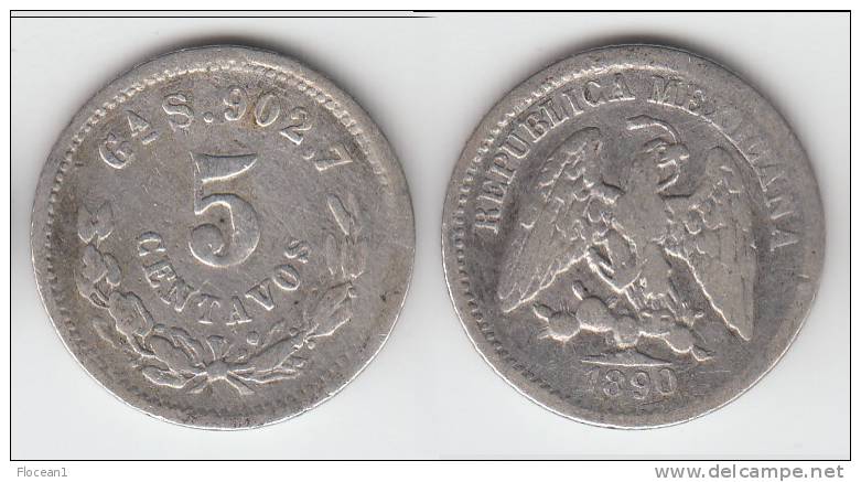 ****  MEXIQUE - MEXICO - 5 CENTAVOS 1890 Ga S - ARGENT - SILVER **** EN ACHAT IMMEDIAT !!! - Mexico