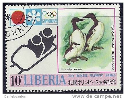 Liberia 1971 Birds Aves Oiseaux Vegels Winter Olympic Games, Sapporo, Japan - Common Murre - Uria Aalge Canc - Marine Web-footed Birds