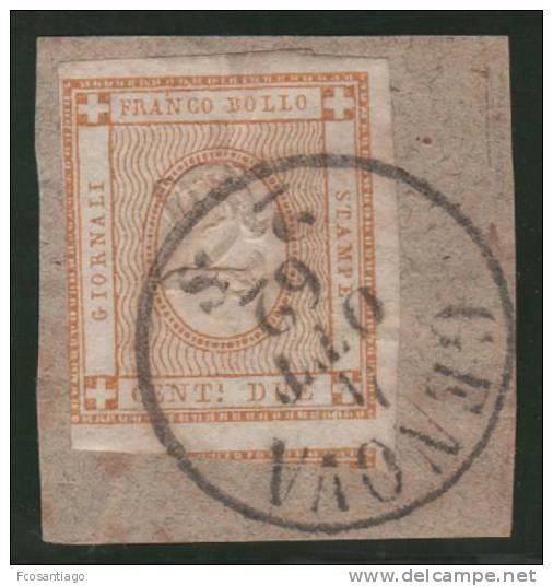 ITALIA 1862 - Yvert #1 (Taxas) - VFU En Fragmento - Fiscale Zegels