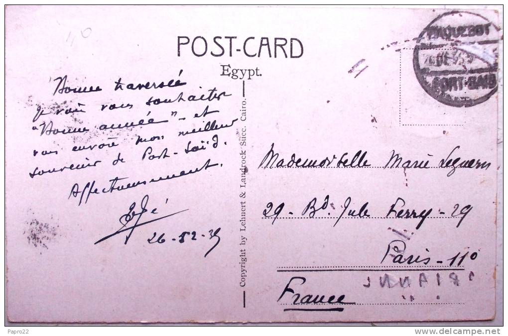 CPA Port Said 1935 Cachet Paquebot Paix - Schiffspost