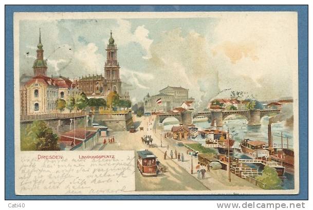 DRESDEN - LANDUNGSPLATZ  -  ANTICA CARTOLINA GRUSS FIRMATA - VIAGGIATA 1900 - Reinickendorf