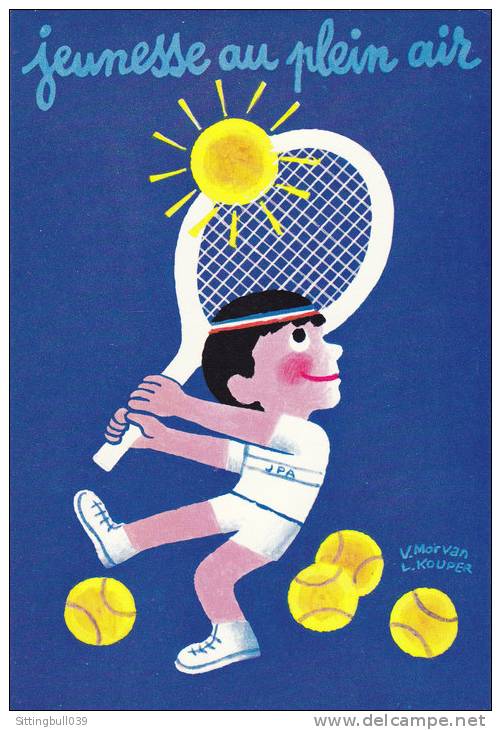 KOUPER. MORVAN V. Tennis. Carte Postale JEUNESSE AU PLEIN AIR. 1983.Confédération Des Oeuvres Laïques De Vacances D'Enfa - Kouper