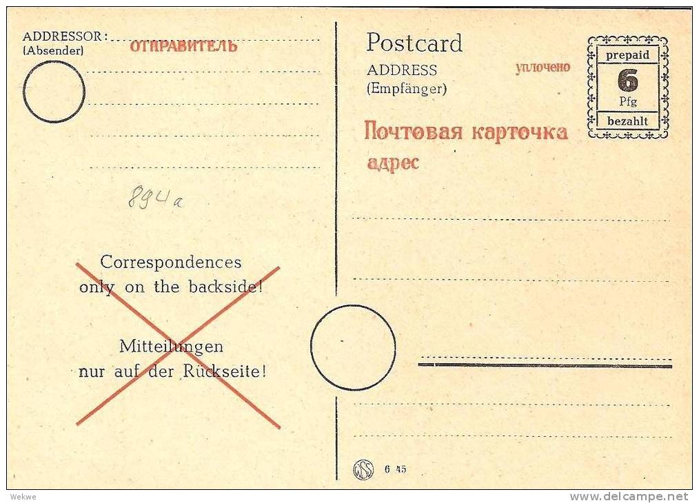 SBZ070 Ganzsache Michel 894a, Ungebraucht - Postal  Stationery