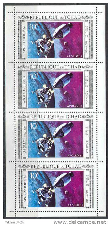 2384 Space Apollo Wostok Kennedy 1971 Chad 3Sheets 4set MNH ** >32ME RARE - Africa