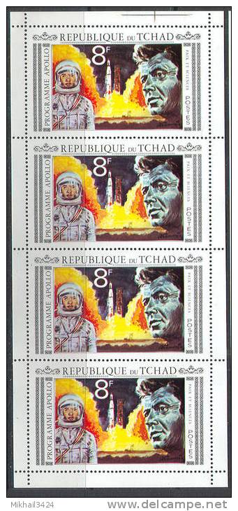 2384 Space Apollo Wostok Kennedy 1971 Chad 3Sheets 4set MNH ** >32ME RARE - Africa