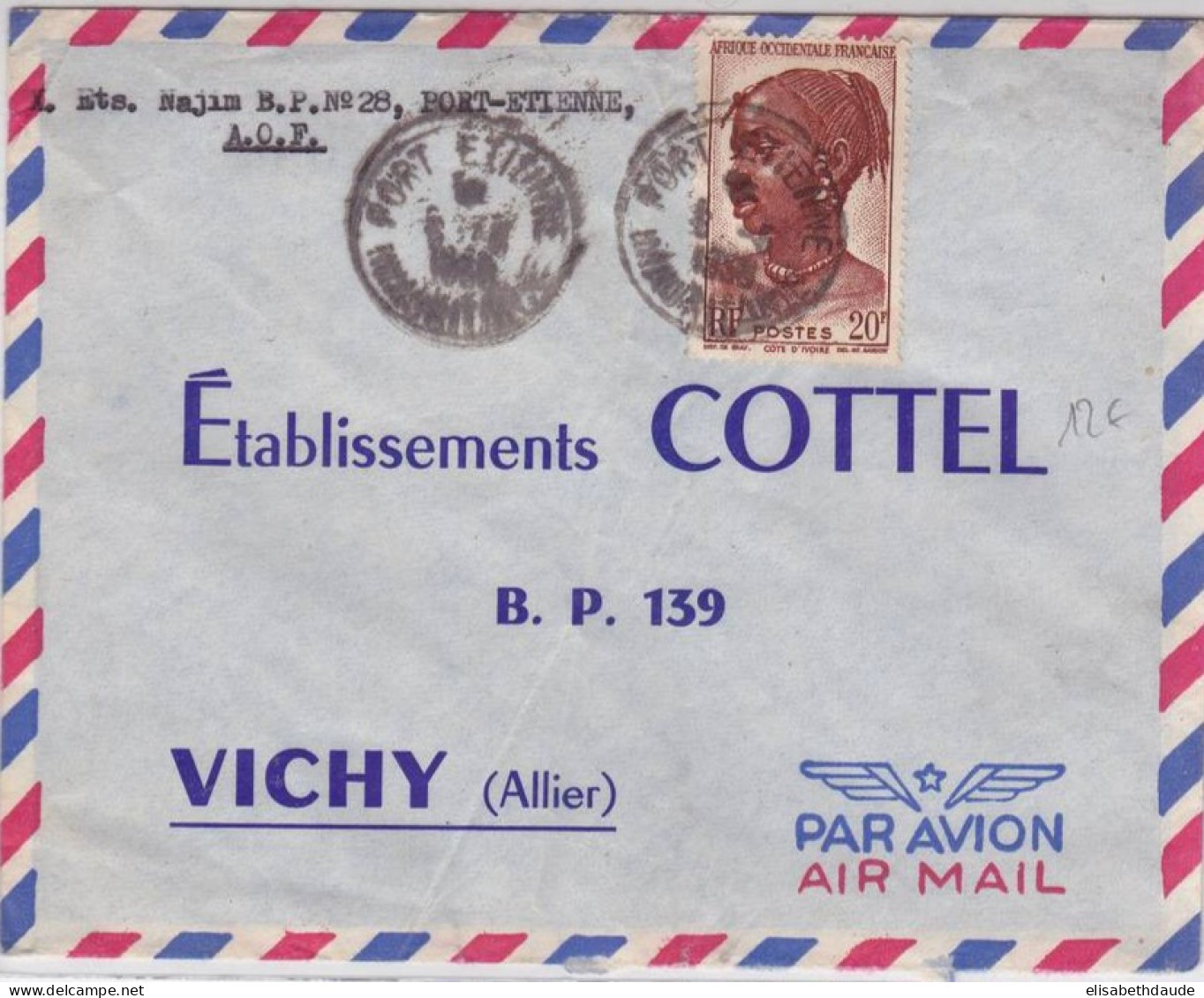 AOF - ENVELOPPE Par AVION De PORT ETIENNE (MAURITANIE) Pour La FRANCE - Cartas & Documentos