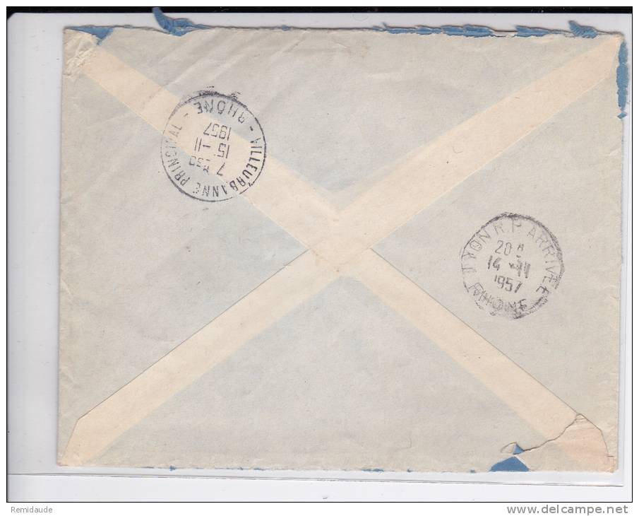 TUNISIE - 1957 -  ENVELOPPE EXPRES ! Par AVION De TUNIS EL AOUINA Pour La FRANCE - Storia Postale