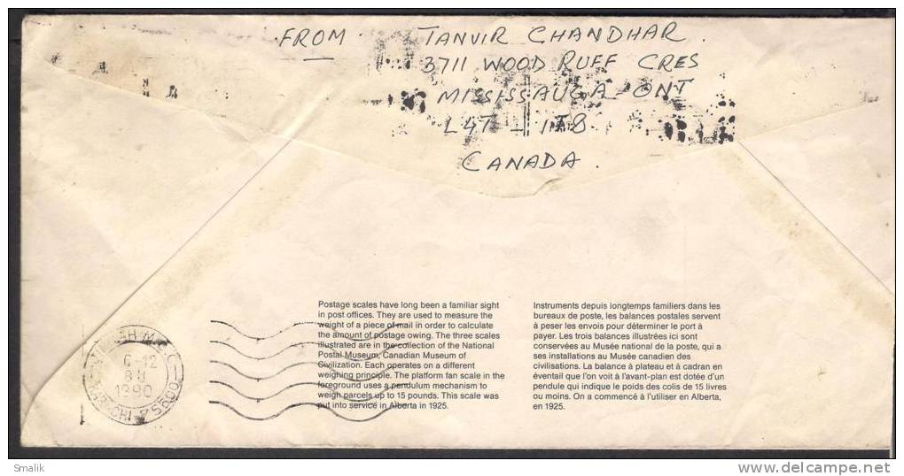 CANADA Stationery 39c Envelope, Electronic Scale Justice, Postal Used 26-11-1990 With Slogan Mark "POSTAL CODE" - 1953-.... Elizabeth II