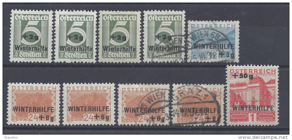 AUTRICHE -  1933   -  TIMBRES EMIS  AU PROFIT DU SECOURS D' HIVER  - N°  434 à 440  -  XX - X -  OBLITERES -  TB  - - Ungebraucht