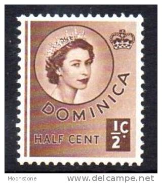 Dominica QEII 1954 ½c Queens Head Definitive, Lightly Hinged Mint (A) - Dominica (...-1978)