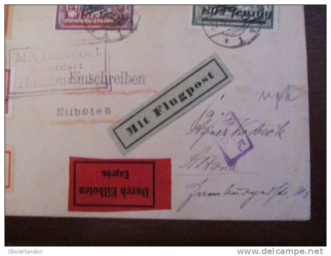 MEMEL - 1922 Superbe Lettre Avion Pour Eilboten Multiple Merson Surcharges Flugpost - Cartas & Documentos