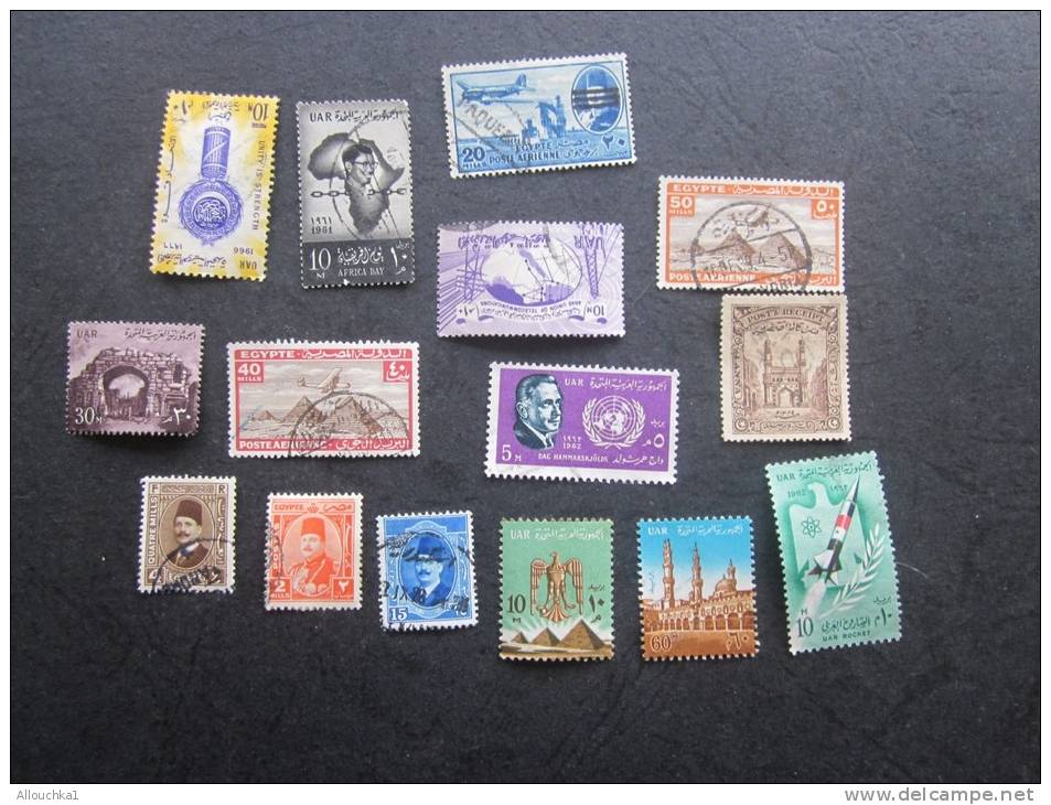 VRAC De 15  Timbres Oblitérés  De : Égypte Égypt Poste Aérienne Et "autres" Poste égyptienne 0.15 Ct Le Timbre - Poste Aérienne