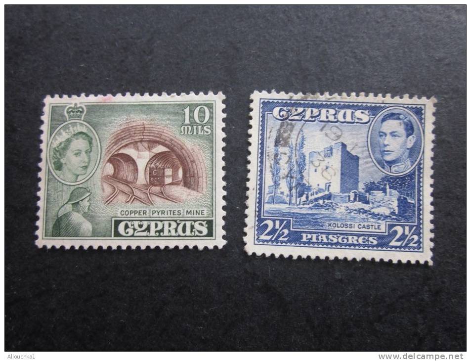 2 Stamps -Timbres Oblitérés  Collection  &mdash;&gt;:Chypre  CYPRUS  Protectorat Britannique: Mine Et Château - Cyprus (...-1960)