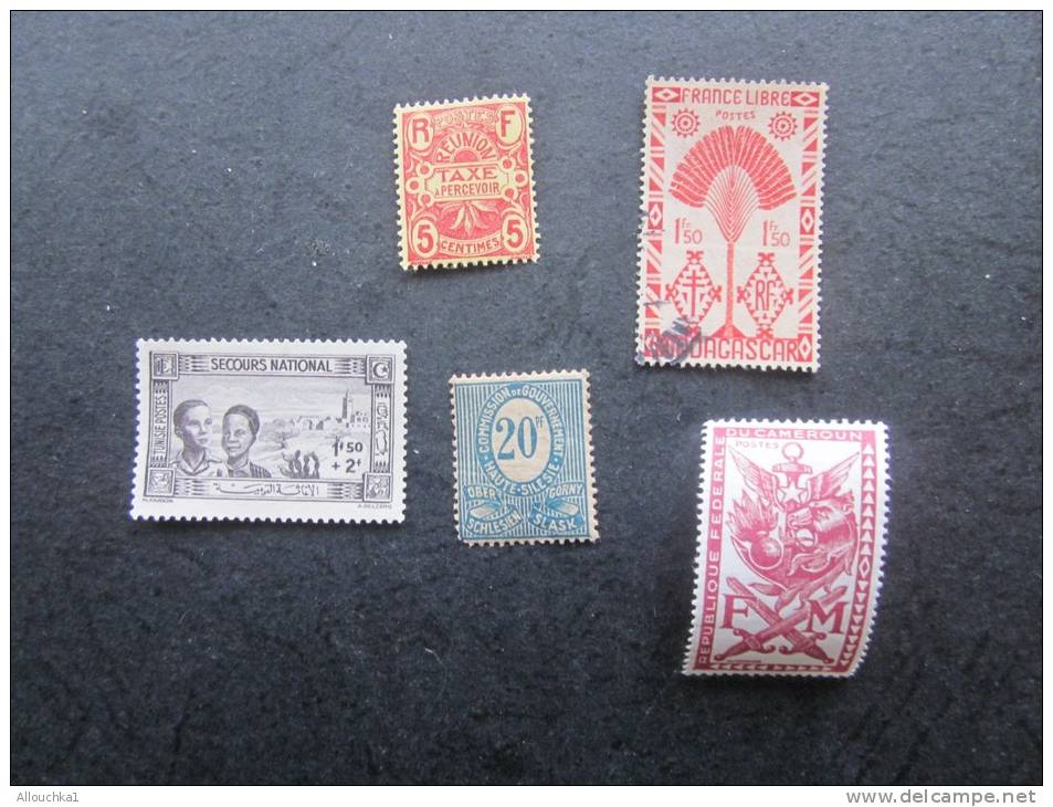 5 Stamps -Timbres Oblitérés  &amp; Neufs&mdash;&gt;:Réunion,Secour S National Tunisie,Silésie,Madagasc Ar,Mali:colonie F - Collections