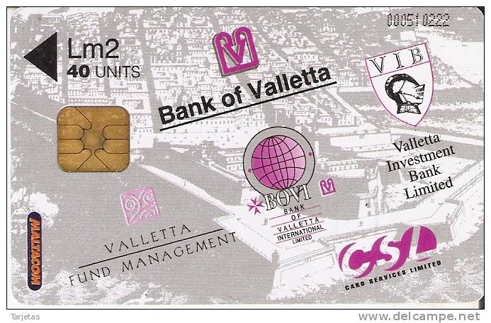 TARJETA DE MALTA DEL BANCO DE LA VALLETTA - Malte