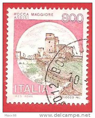 ITALIA REPUBBLICA USATO  - 1980 - Castelli D´Italia - Rocca Maggiore, Ad Assisi - £ 800 - S. 1525 - 1971-80: Usati