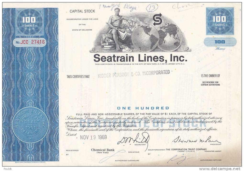 Bonds/Shares: 1969 Seatrain Lines, Inc., Shares 100 (A 330) - Other & Unclassified