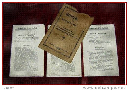 RELIEFKARTE Vom Bayerischen Hochland, 1908  3 Farbige Karten Karten Format (/Karte) 72 X 50 Cm Hülle Beschädigt (diehe F - Otros & Sin Clasificación