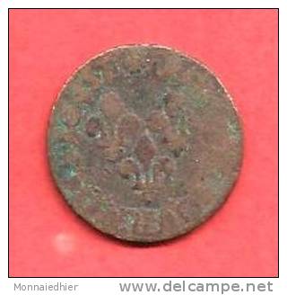 DOUBLE TOURNOIS Type De Warin , 1643 E , N° GADOURY : 12 - 1610-1643 Louis XIII Le Juste