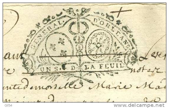 Cachet Généralité D'orleans 1 Sol La Feuille Répété 3 Fois ( Doc 6 Pages ) Daté En 1719  ( 4 Scans ) - Pho139 - Seals Of Generality