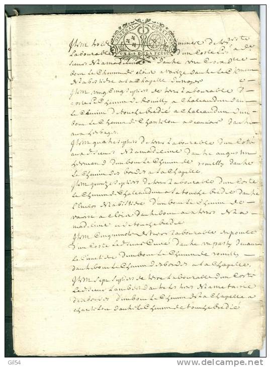 Cachet Généralité D'orleans 1 Sol La Feuille Répété 3 Fois ( Doc 6 Pages ) Daté En 1719  ( 4 Scans ) - Pho139 - Cachets Généralité