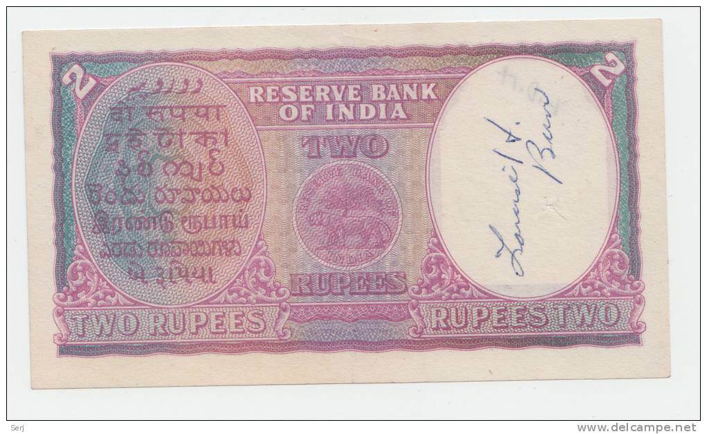 India 2 Rupees 1943 AXF (pinhole + Grafiti) P 17b - Inde