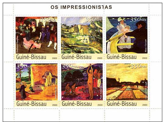 Gb3317  Guinea Bissau 2003 Art Impressionistes  Painting S/s Gauguin Van Gogh Michel: 2309-2314 - Impressionisme