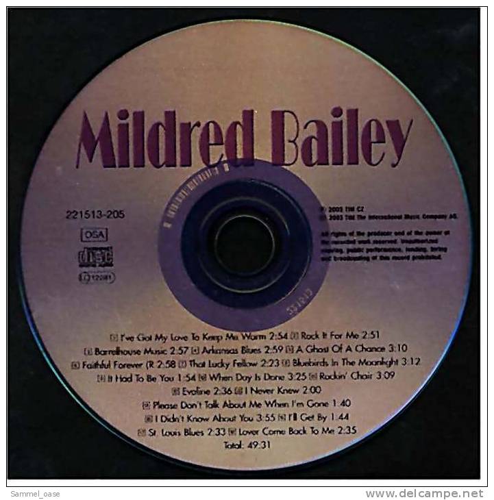 Musik CD Album -  Mildred Bailey - Best Of ... / Original Hits  -  Von 2003 - Jazz