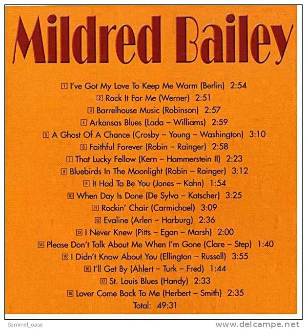 Musik CD Album -  Mildred Bailey - Best Of ... / Original Hits  -  Von 2003 - Jazz