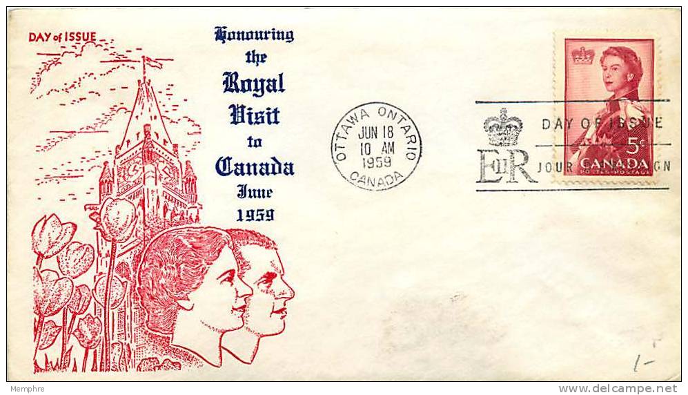 1959  Royal Visit Sc 386  Capital City Cachet - 1952-1960