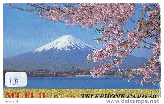 Télécarte Japon * Volcan MONT FUJI (1b) Vulcan * Japan Phonecard * Vulkan Volcano * Telefonkarte * Mount Fuji - Bergen