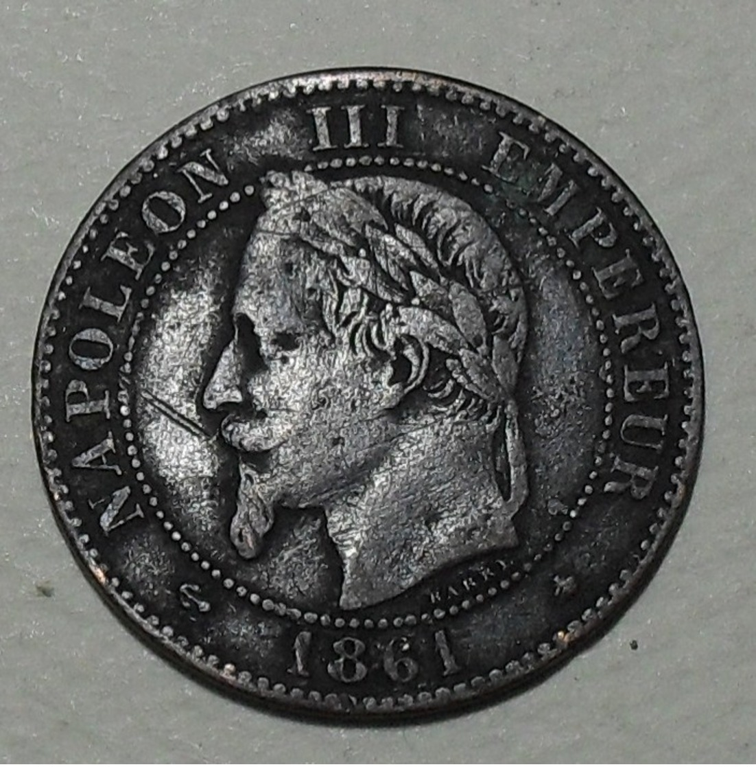 1861 - France - DEUX CENTIMES, NAPOLEON III, (A), Paris, Tête Laurée, Pointe Du Buste En Face Du 1, KM 796.1, Gad 104 - Autres & Non Classés