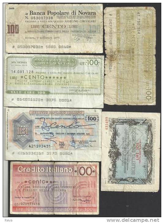 ITALY 100 LIRE X 5 & 105 PROVISIONAL BANCOS INC. NOVARA ETC. MOTIFS FRONT& BACK DATED 1976-1977 P.? READ DESCRIPTION !! - [ 4] Emisiones Provisionales