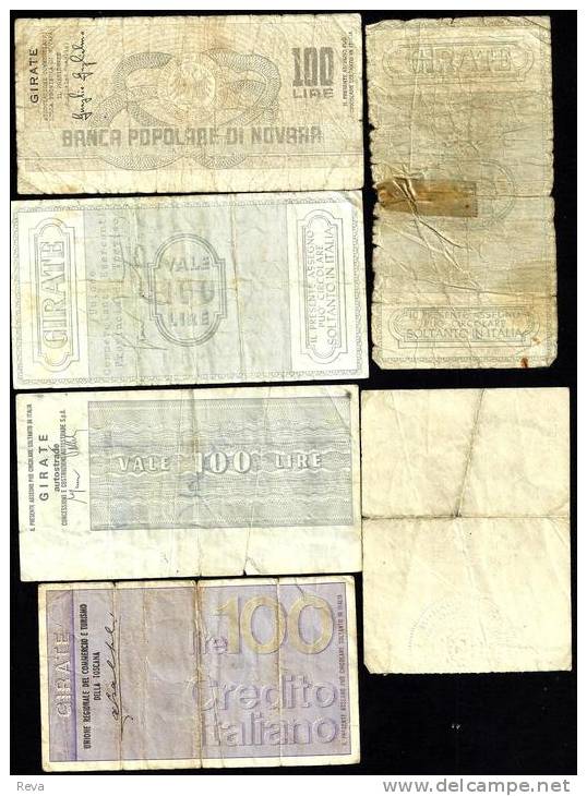 ITALY 100 LIRE X 5 & 105 PROVISIONAL BANCOS INC. NOVARA ETC. MOTIFS FRONT& BACK DATED 1976-1977 P.? READ DESCRIPTION !! - [ 4] Emissioni Provvisorie