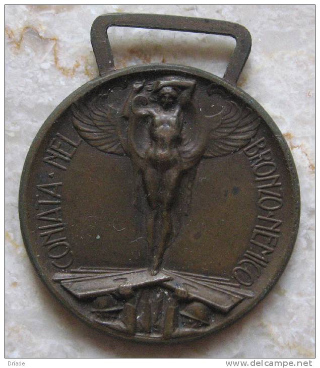 MEDAGLIA CONIATA NEL BRONZO NEMICO GUERRA PER L´UNITA D´ITALIA ANNO 1915 1918 S.CANEVARI INCISORE M.NELLI - Royaux/De Noblesse