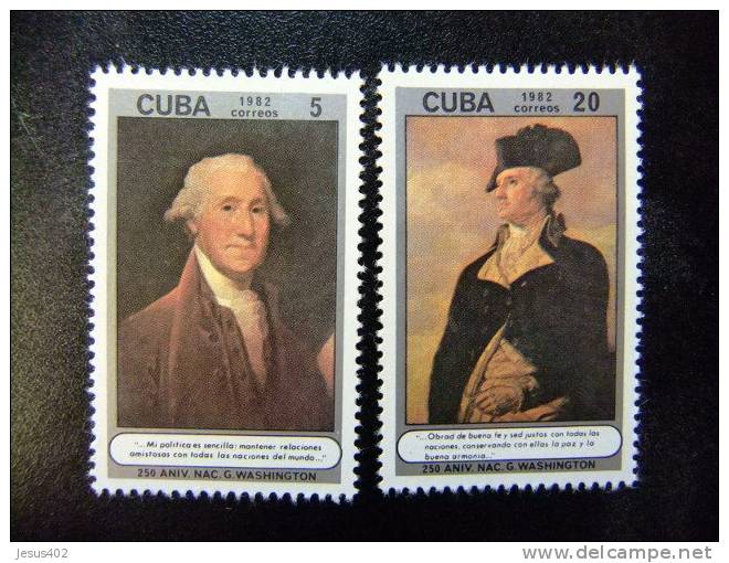 CUBA 1982 250 ANIVERSARIO Del NACIMIENTO GEORGE WASHINGTON Yvert 2406 / 2407 ** MNH - George Washington