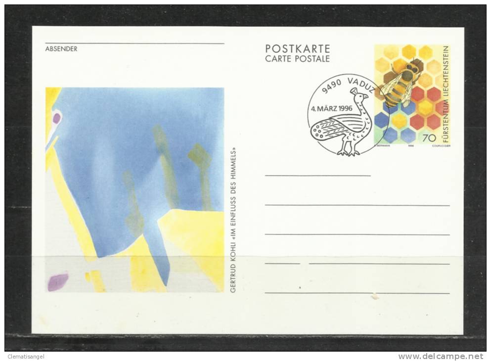 TOP!! LIECHTENSTEIN * SELTENE GANZSACHE * KOHLI - IM EINFLUSS DES HIMMELS * BIENE GESTEMPELT * 4.3.1996 **!! - Stamped Stationery