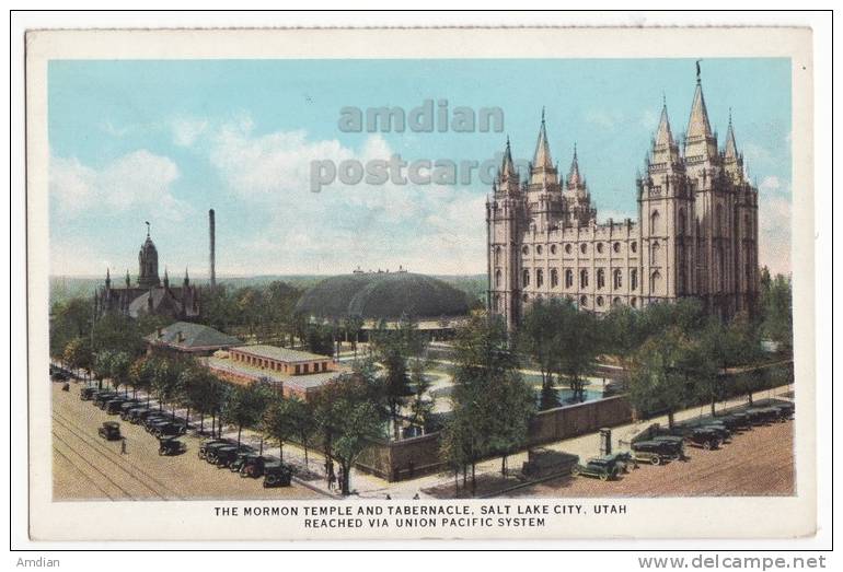 SALT LAKE CITY-UT-MORMON TEMPLE-TABERNACLE-c1910s UNION PACIFIC Postcard-RAILWAY [c3594] - Salt Lake City