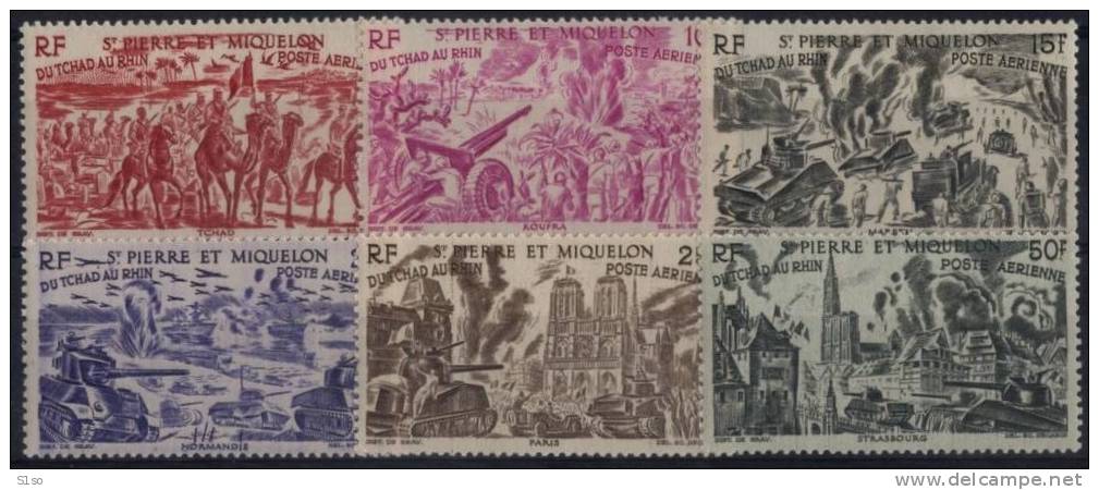 St PIERRE ET MIQUELON 1946 -- Poste Aerienne -- PA 12 à 17 -- Tchad Au Rhin-- Neuf Avec Charnière -- Côte 16,00 €uros -- - Ungebraucht