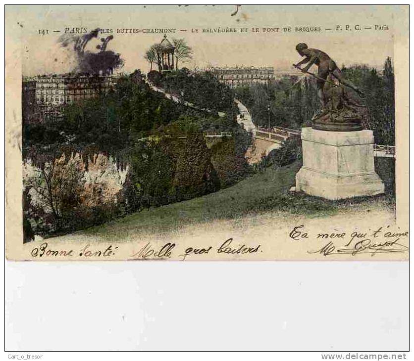 CPA PARIS LES BUTTES CHAUMONT LE BELVEDERE ET LE PONT DE BRIQUES - Arrondissement: 19