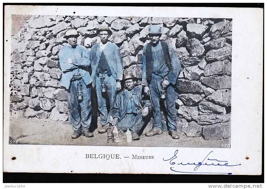 MINEURS BELGES POSTEE DE LA LOUVIERE EN 1904 - La Louvière