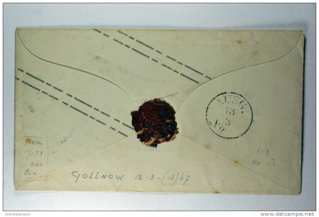 Germany: Preussen, 1867 Ganzsache, 2 Silbergroschen Gollnow To  Buddenhagen (U27 A B ??) - Ganzsachen