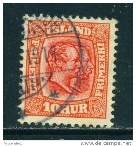 ICELAND - 1907 Kings Christian IX And Frederick VIII  10a Used As Scan - Used Stamps