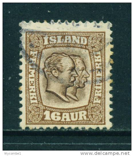 ICELAND - 1907 Kings Christian IX And Frederick VIII  16a Used As Scan - Gebraucht