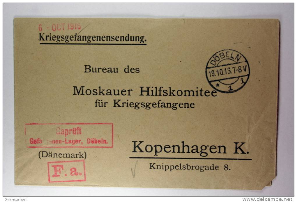 Germany: Prisoner Of War Letter To Moskauer Hilfskomitee Für Kriegsgefangene, 1916 - Briefe U. Dokumente