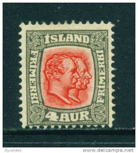 ICELAND - 1907 Kings Christian IX And Frederick VIII  4a Unused (no Gum) - Neufs